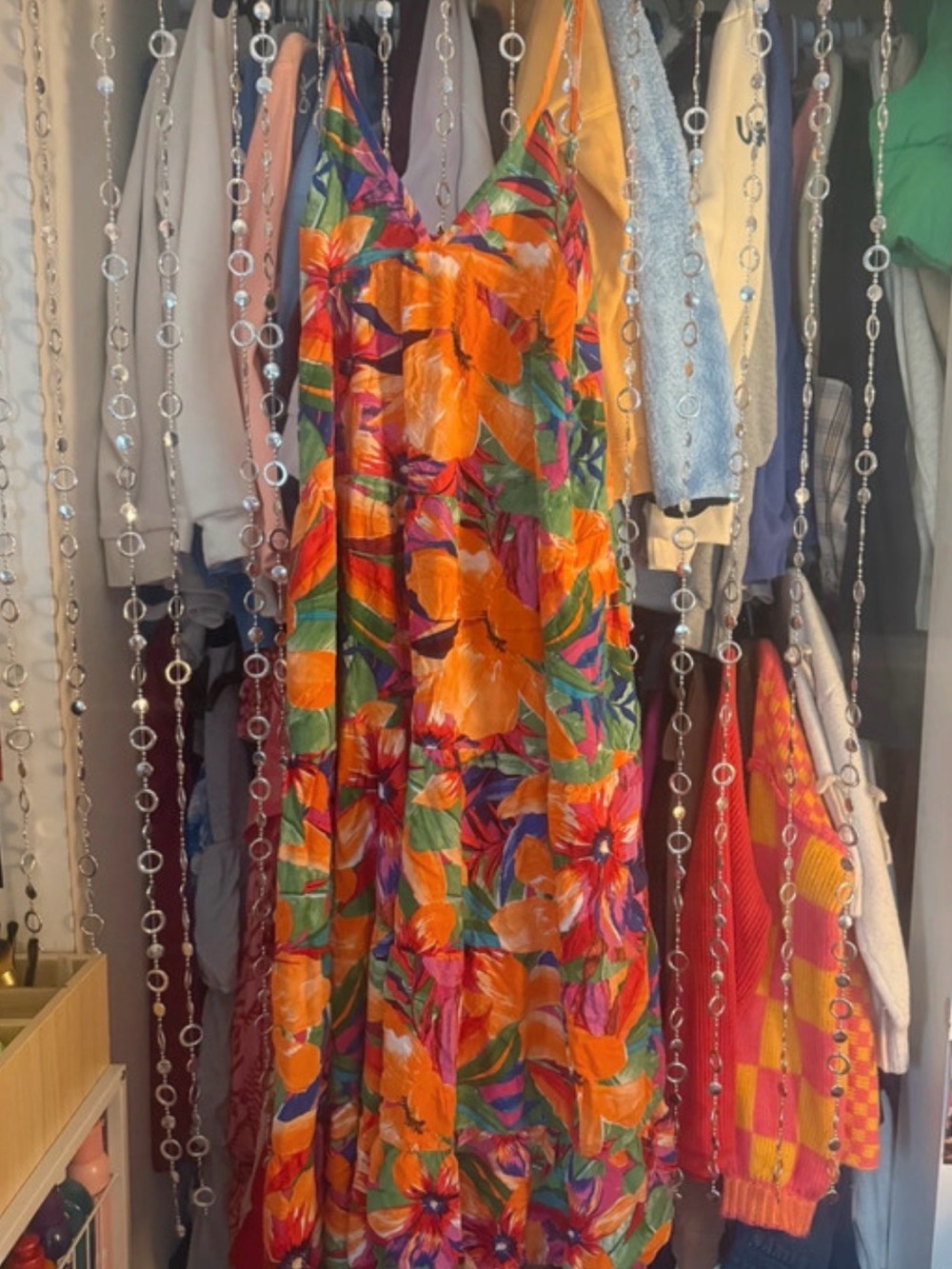 MSK Orange Tropical Floral Maxi Dress